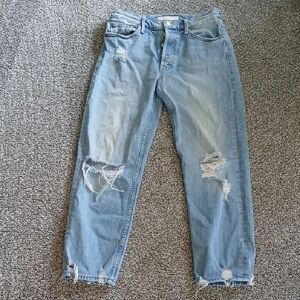 MOTHER Light Blue Distressed Boyfriend Jeans